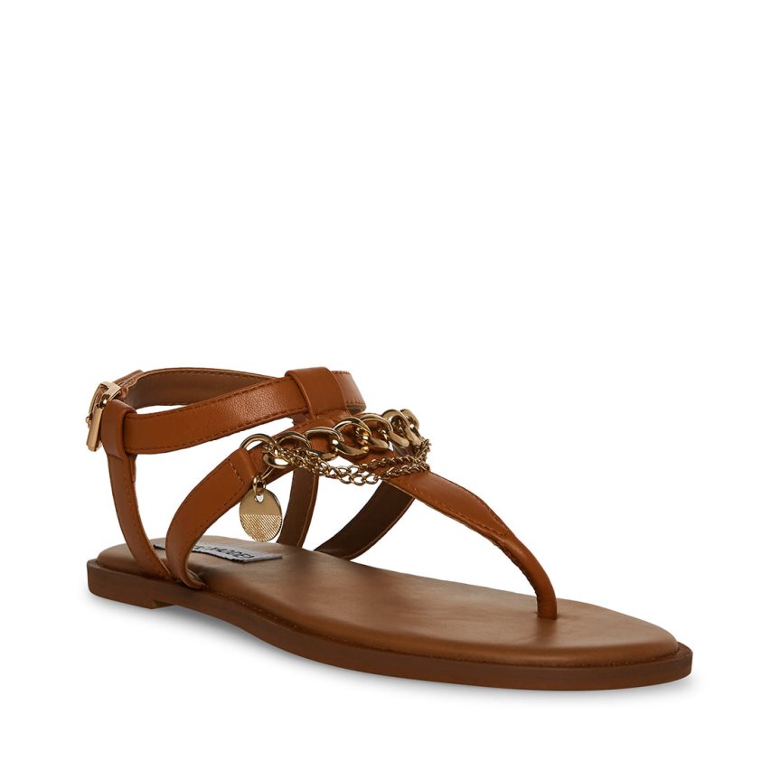 Sandalias Planas Steve Madden Azalia Cuero Mujer Marrones | ES AL6S29